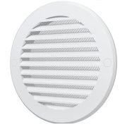 12РКС Решетка вентиляционная круглая с пластик сеткой Ø 150 вытяжная с фланцем Ø 125 ЭРА